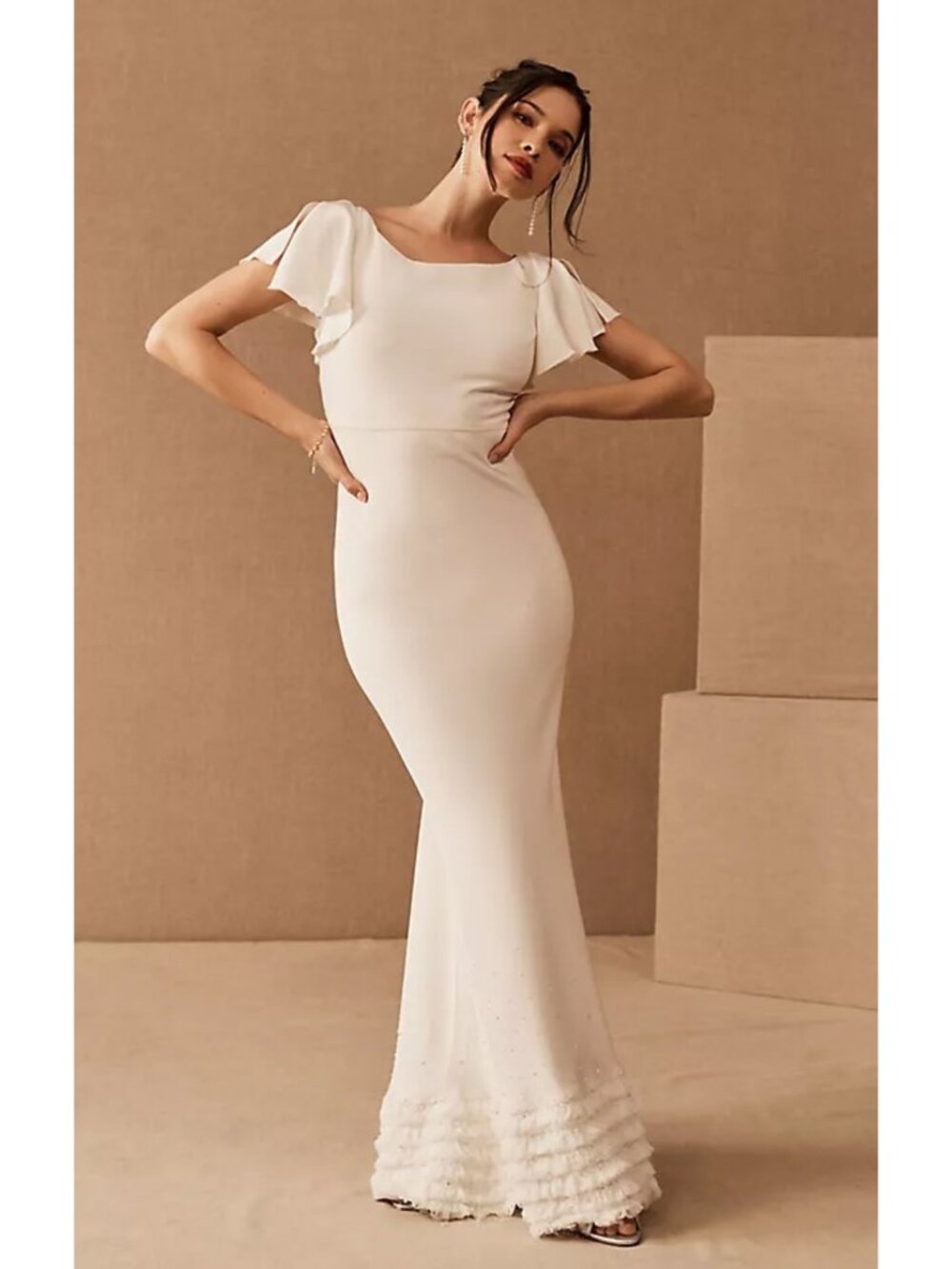 NWT BHLDN Harrow Silk Crepe Wedding Gown in Ivory